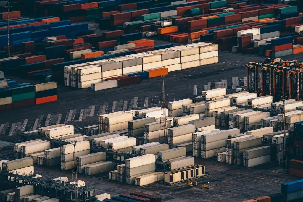 Aerial view of a container terminal