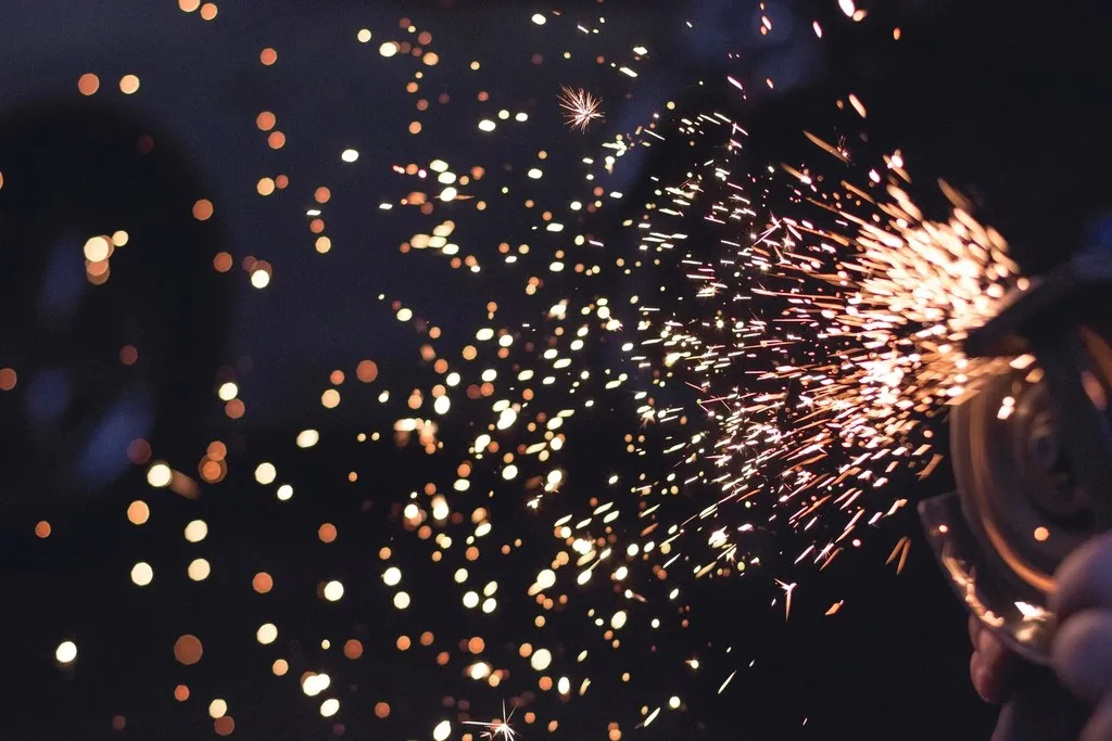 Sparks from metal grinding